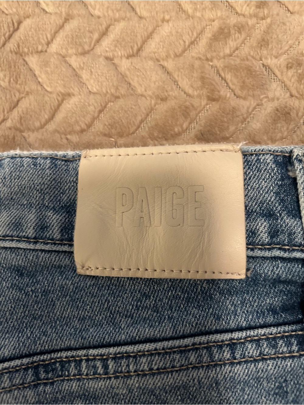 PAIGE Distressed Blue Denim Cutoff Shorts - Picture 5 of 5